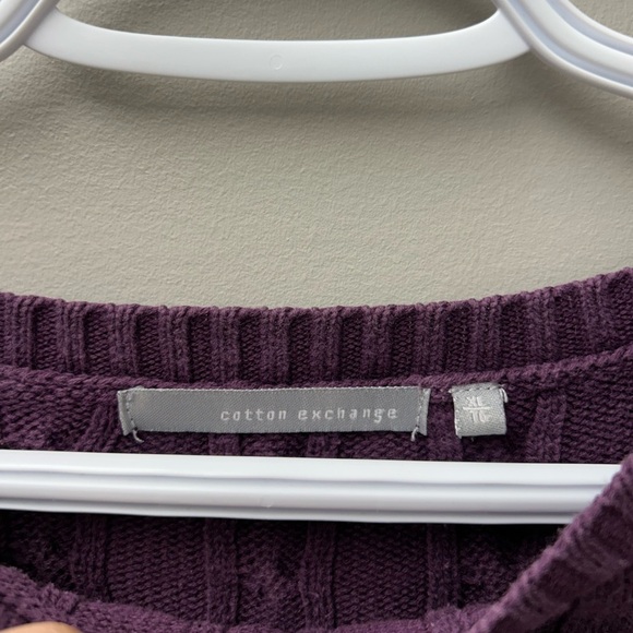 Cotton Exchange Women’s Purple Cable Knit Sweater - Picture 3 of 4